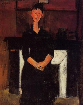  Place Painting - woman seated by a fireplace 1915 Amedeo Modigliani